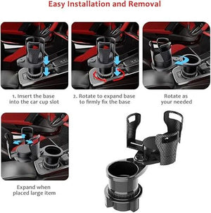 Step-by-step guide on how to install and use a car cup holder expansion base.