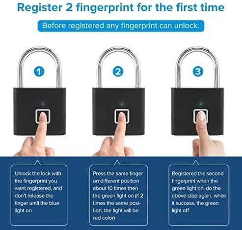 Three electronic locks with fingerprint registration process